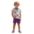 thumbnail image 3 of XAOFW Kids Outfits Carnival Boys Gentleman Dress Cartoon Prints Formal Childrens Celebrations Short Sleeve Turndown Collar Funny Stylish Holiday Vacation Clothes Sets, 3 of 9