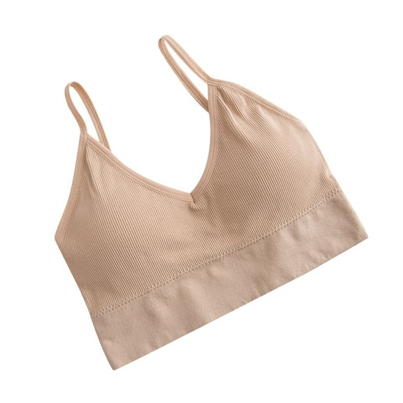 Tnhcen The Gym People Sports Bra Women's Bra Wire Free Underwear Bra Everyday Underwear Wrap Chest without Steel Bras Push Up Bralette Bras for Women Everyday Underwear for Women, Beige, One Size