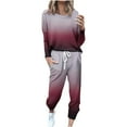 thumbnail image 2 of DailyTrove Women's Long Sleeve Ombre Tracksuit - Gradient Design, Casual Style, Fall & Street Wear,Wine, 2 of 5