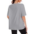 thumbnail image 2 of Camiseta YUCOLEN Oversized para mujer, verano, cuello redondo, gris claro, 2 of 6