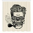 thumbnail image 3 of Ambesonne Indie Shower Curtain, Skull with Mustache and Glass, 69"Wx70"L, Black Cream, 3 of 3