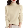 thumbnail image 3 of ManxiVoo Women's Loose Knit Sweater With Raglan Sleeves and Round Neck for Everyday Comfort Fall Winter Casual Pullover Soft Yarn Relaxed Fit L Size Beige, 3 of 9