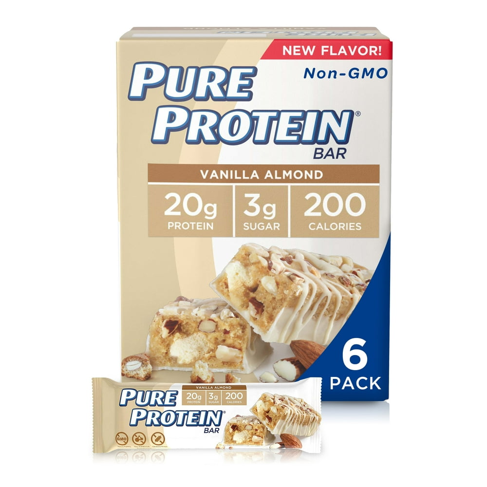 Pure Protein Bars, Vanilla Almond Biscotti, 20g Protein, 1.76 Oz, 6 Ct