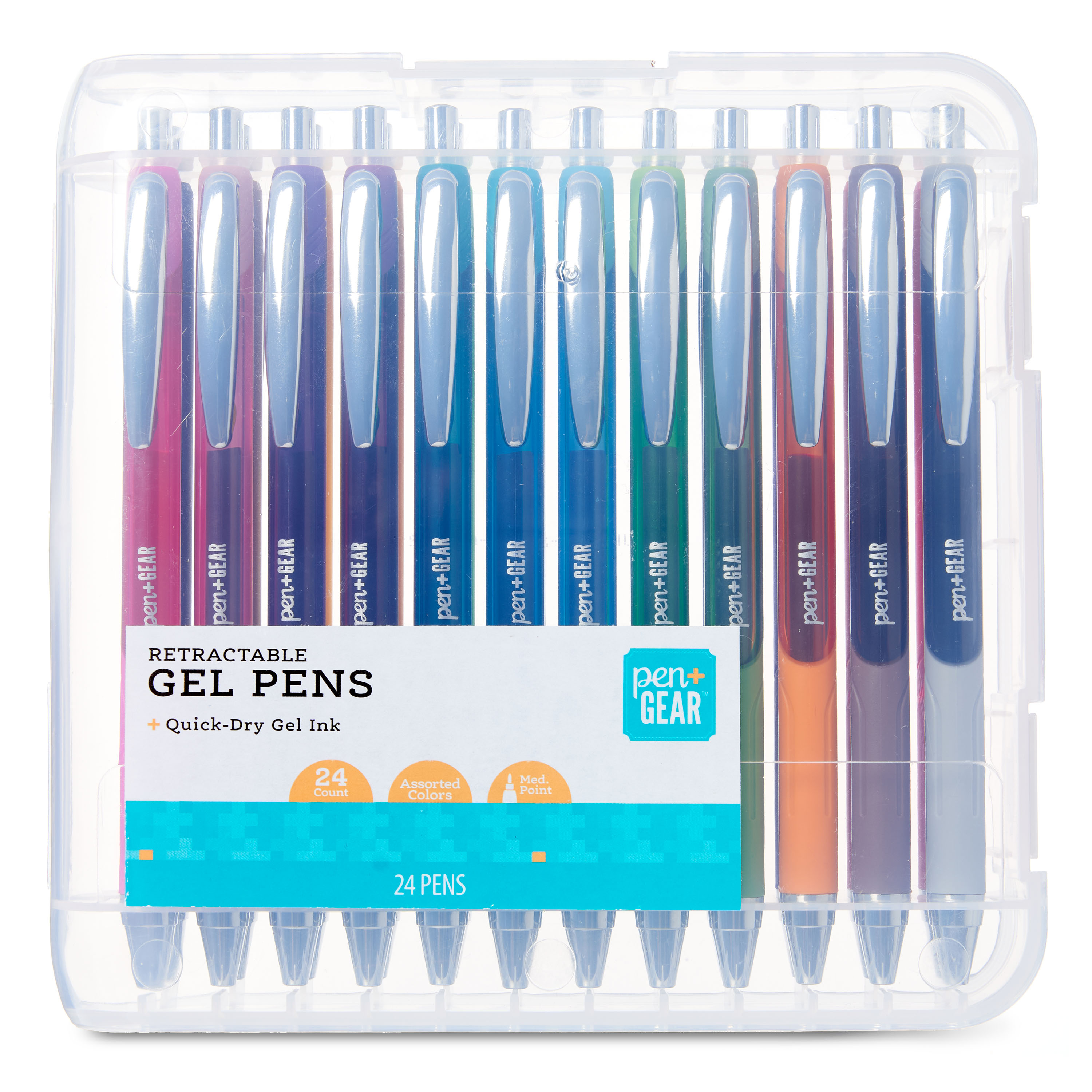 Plumas de gel retráctiles Pen+Gear, punta mediana, 0.7mm, colores surtidos, 24 piezas 3