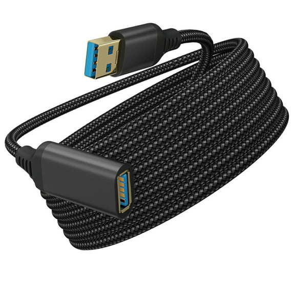 ELAYARD Black Braided USB 3.0 Extension Cord for Computer High-Speed Data Transfer