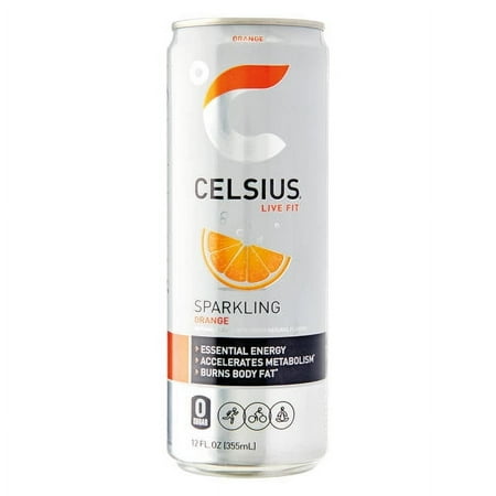 Celsius Orange Sparkling Drink, 12 fl oz - Pack of 2