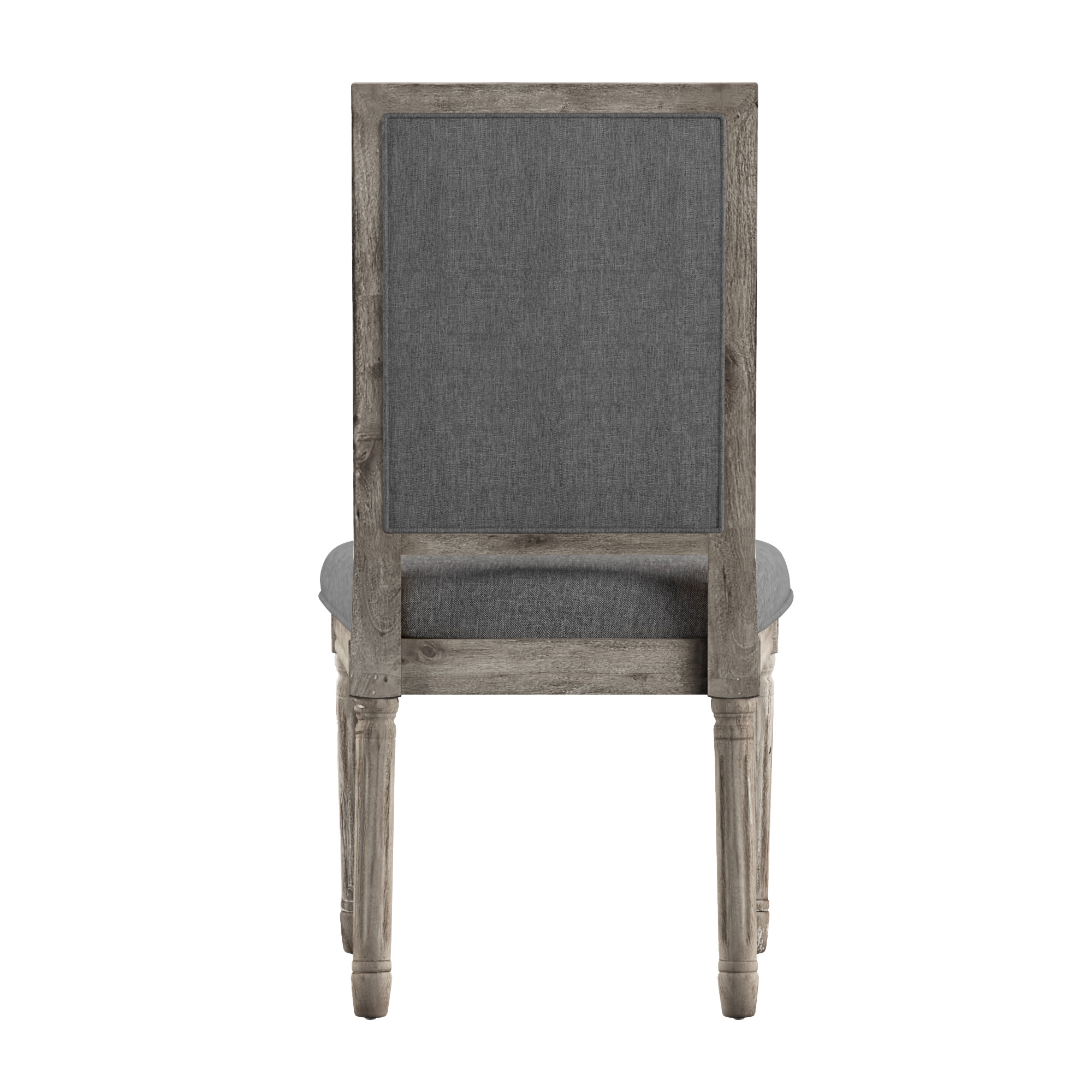 Weston Home Amadell Traditional Linen Solid Dining Side Chairs, Dark Gray Linen/Antique Grey Oak Finish (Set of 2)