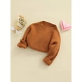 thumbnail image 3 of Kmbangi Unisex Kids Fall Sweater Solid Color O-Neck Long Sleeve Knitted Tops, 3 of 9