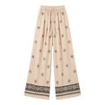 thumbnail image 4 of DHFJKG Linen Pants Women Boho Printed Flowy Wide Leg Palazzo Lightweight Casual Drawstring Summer Pants Beach Vacation Clothes Trendy Trousers, 4 of 4