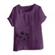 thumbnail image 2 of TaTaai Women's Everyday Casual Blouse, Linen Feel Round Neck T-Shirt, Short Sleeve Comfortable Top for All Occasions Gift, 2 of 5