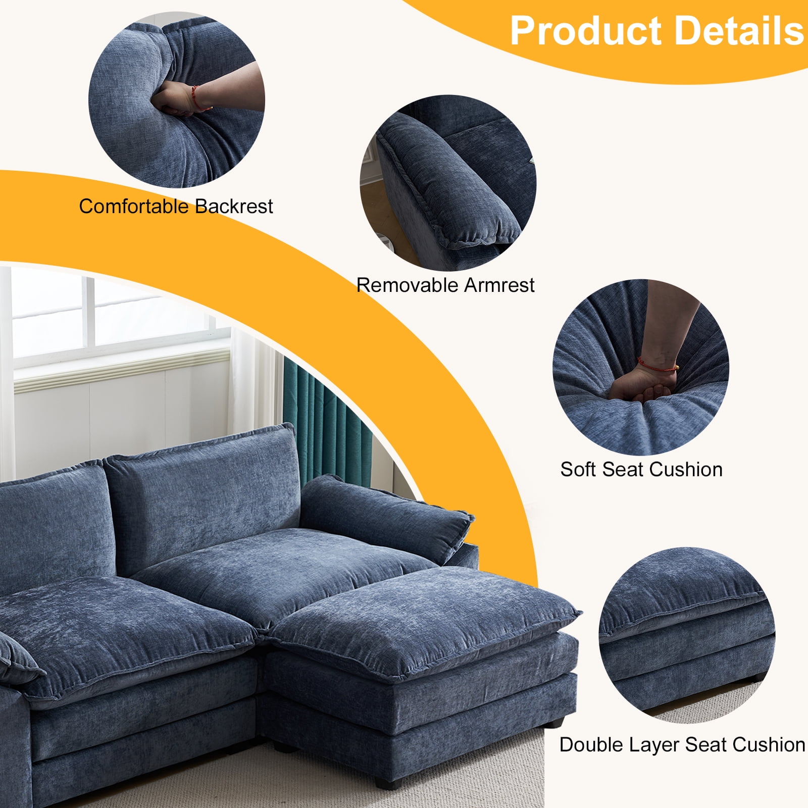 Ktaxon Sectional Sofa L Shaped Couch with Chaise Living Room