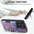 thumbnail image 5 of Compatible with iPhone 15 Pro Case Wallet with Card Holder, 360°Rotation Finger Ring Holder Kickstand Protective Premium PU Leather Back Flip Magnetic Clasp Shockproof Cover,Purple, 5 of 9