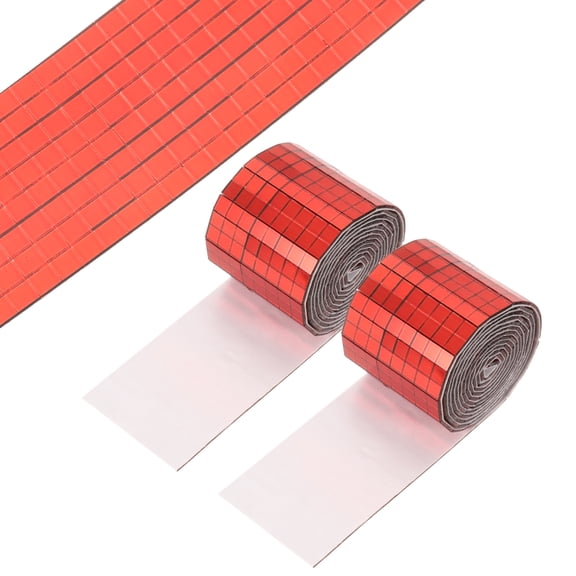 Uxcell 5x5mm Self Adhesive Mirrors Mosaic Tiles, 3200 Pcs Square Mini Glass Mosaic Disco Tile Sticker for DIY Craft Disco Ball Party Decoration, Red
