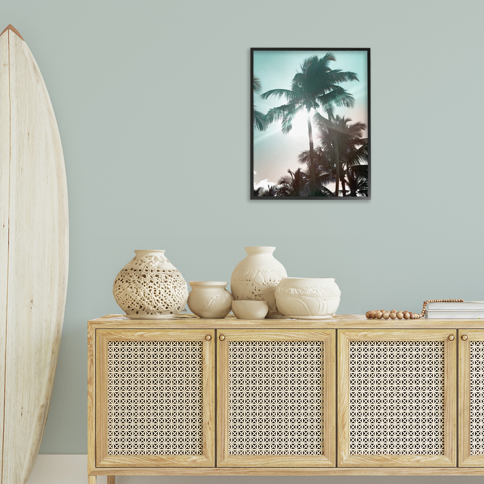 Stupell Industries Shady Palm Trees Coastal Photography Black Framed Art Print Wall Art, 24 x 30