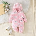 thumbnail image 3 of Wuxian Girls Jumpsuits Christmas Romper Lovely Animal Print Winter Fuzzy Thick Thermal Bodysuit Long Sleeve Zip Up Hoodies Jumpsuit Soft Comfortable Casual Dailywear,Pink,12-18 Months, 3 of 7