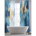 thumbnail image 5 of Abstract Graffiti Art Sheer Curtains 96 Inches Long 2 Panels Blue Gold Blend Decor Light Filtering Semi Sheer Window Curtains Drapes for Bedroom Living Room 52"x96", 5 of 7