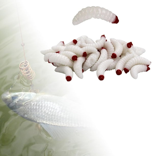 50 Pieces 2.4cm Maggot Baits Bread Worm Tackles Fishing
