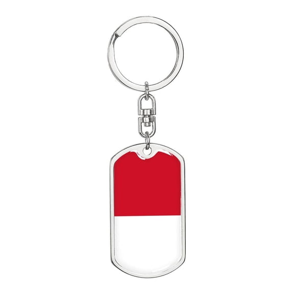 Indonesia Flag Keychain Dog Tag Stainless Steel or 18k Gold