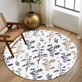 thumbnail image 2 of Round Area Rug 5 Ft, Grey Brown Botanical Washable Non-Slip Circle Carpet for Living Room/Bedroom, Watercolor Spring Floral Summer Leaf Low-Profile Runner Mats Collection Rugs for Indoor, 2 of 8