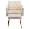 thumbnail image 4 of Accent Recliner Chair with Ottoman, Velvet Upholstered Armchair with Adjustable Armrests and Backrest, Modern Button Tufted Lounge Chair with Metal Legs for Living Room, Beige, 4 of 7