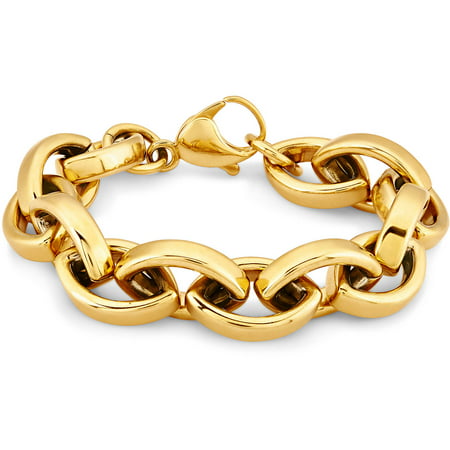 ELYA Gold-Plated Stainless Steel Oval Link Chain Bracelet