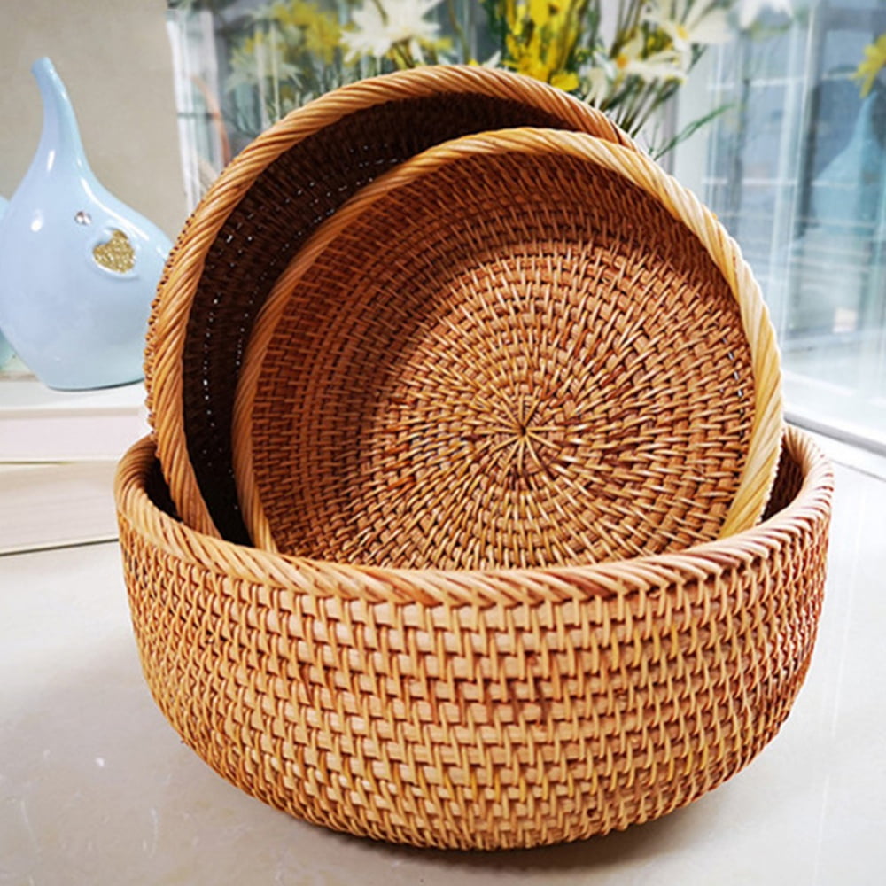 Woven Wicker Bread Baskets For Food Potato Storage Organizing Keys