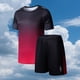 thumbnail image 3 of Odeerbi Niños Niñas Rápido Seco Atlético Conjunto Gradiente Manga Corta Camiseta Shorts Entrenamiento Respirable Ropa Deportiva Conjunto Para 5-16 Años, 3 of 5