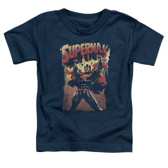 Trevco Sportswear SM2284B-TT-3 Superman Lift Up Toddler Short Sleeve T-Shirt, Navy - Large 4T