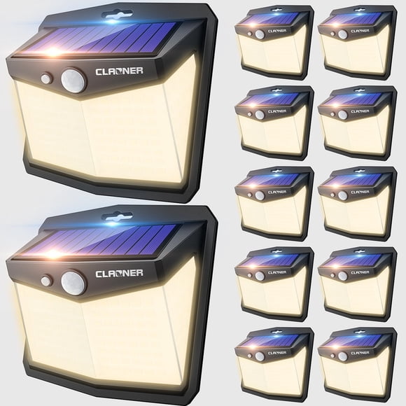 Luces solares para exteriores CLAONER 128 LED, paquete de 12 unidades, IP65, impermeables