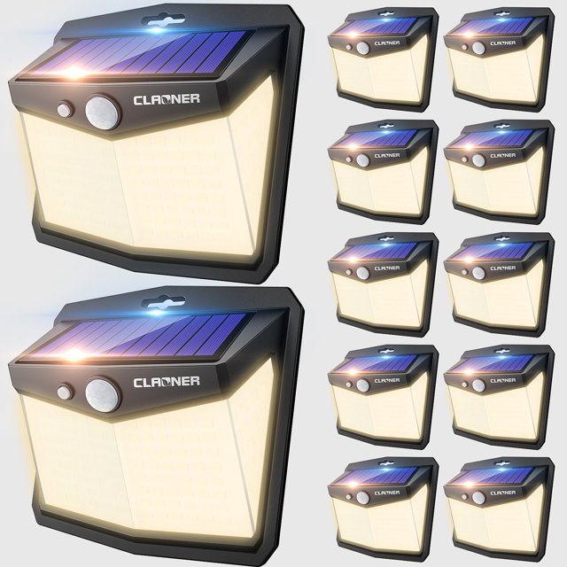 Luces solares para exteriores CLAONER 128 LED, paquete de 12 unidades, IP65, impermeables