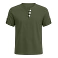 thumbnail image 5 of YLSDY Men's Collarless Vacation Shirt, Short Sleeve Button-Down Casual Top, Lightweight for Beach & Travel Army Green M, 5 of 5