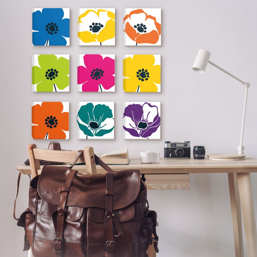 Stupell Industries Vibrant Modern Floral Collage Multi-color Set Canvas Wall Art Design by Wild Apple Portfolio