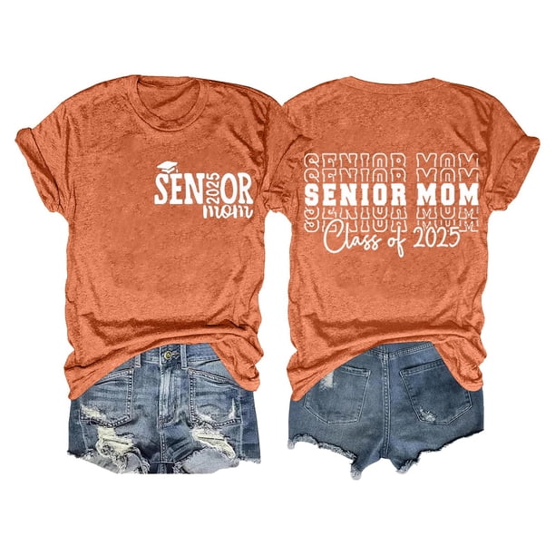 Camiseta de graduación para madres mayores - Promoción de 2025, poliéster-algodón, tallas S-XXL, manga corta, estampado divertido