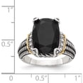 thumbnail image 5 of 14K/Silver Two-Tone Sterling Silver With 14K Black Onyx & White Diamond Ring (Size 6) Made In Thailand qtc1205-6, 5 of 6