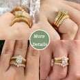 thumbnail image 3 of Wuziwen 2 Carats Crown Bridal Rings Set for Women Yellow Gold Plated Cubic Zirconia Anniversary Band Size 7, 3 of 10