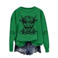 thumbnail image 2 of ersvoioy Womens Cow Print Sweatshirt Crewneck Loose Fit Long Sleeve Hoodless Pullover for Fall Green M, 2 of 6