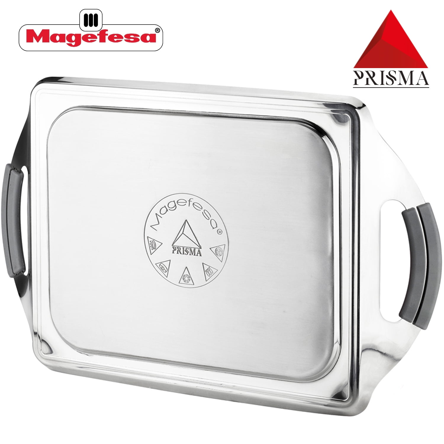 Magefesa Prisma Stainless Steel Non-Stick Griddle Pan, 10.6" x 8.3", Induction Compatible, Dishwasher Safe