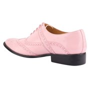LIBERTYZENO Mens Pink Leather Oxford Dress Shoes Hornback Print Male