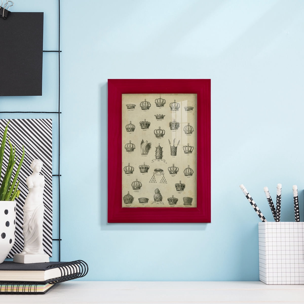 Heraldic Crowns & Coronets II -Framed Print w/glass-Cherry Red