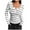 #275-White, variant on Craaazy Women Tops Long Sleeve Striped Tops V-Neck Button Blouse Square Check Print Fall Basic Tees Casual T Shirts Slim Fit Gifts
