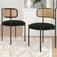 thumbnail image 5 of MAYEERTY 4-Pack Black Modern Upholstered Dining Chairs, Rattan Back, Metal Legs, Kitchen Accent, 5 of 7