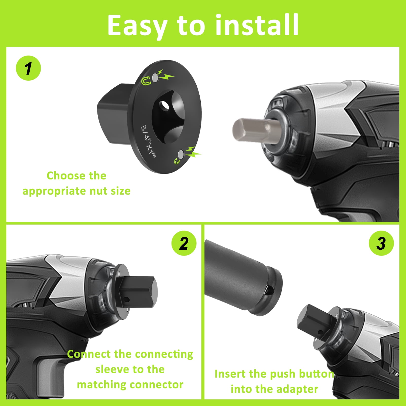 TMWEFUSC 4PCS Low Profile Impact Socket Adapter Set Magnetic Carbon Steel Drive Ratchet Adapter for Tight Spaces, 3/4" to 1", 1/2" to 3/4", 3/8" to 1/2", 1/4" to 3/8"