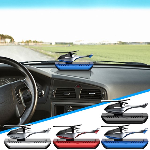 CQCYD 4Pcs Solar Car Air Freshener, Airplane Model Perfume Diffuser, Rotating Propeller Scent Clip, Long-Lasting 120-Day Vent Mount for Auto Interior and Gift