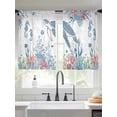 thumbnail image 2 of Sea Turtle Sheer Curtains 45 Inch Long 2 Panels, Watercolor Seaweed Fish Coral Seahorse White Letter Texture Light Filtering Rod Pocket Curtains, Sheer Voile Drapes for Living Room Bedroom, 52"x45", 2 of 8