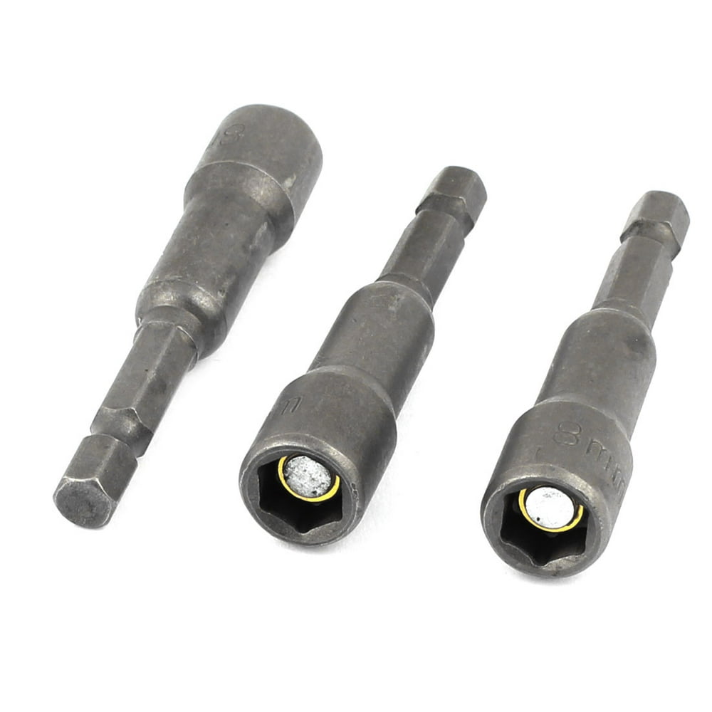 Unique Bargains 3 Pcs 8mm Hex Nut Driver Set Socket Head Tip
