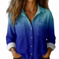 thumbnail image 2 of Endives Womens Shirts Gradient Color Casual Long Sleeve Button Down Blouse Shirt Womens Tops Spring Outfit, 2 of 6