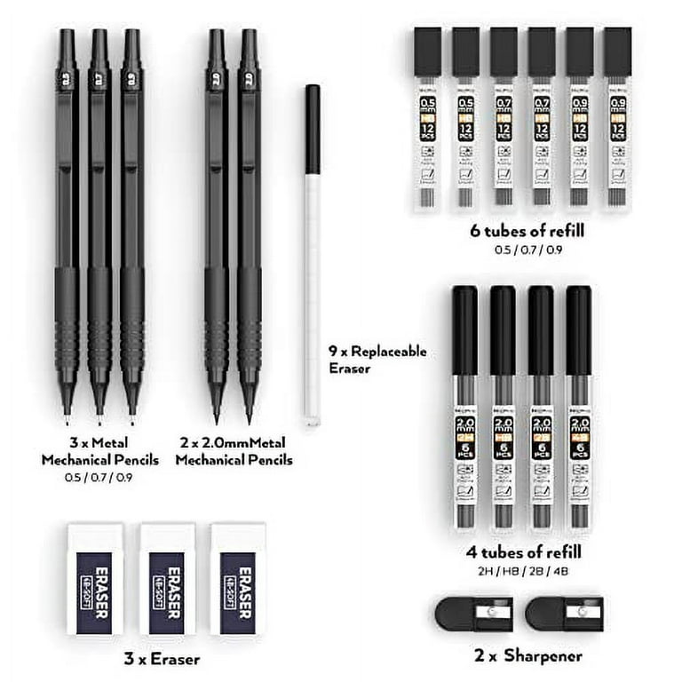 Mechanical Pencil 0.5 Mechanical Pencil Set, Nicpro 3 PCS Quick Click