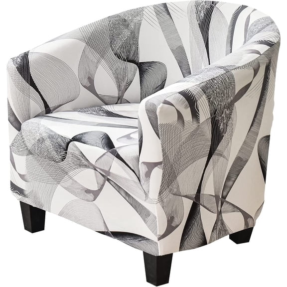 Soft Club Chair Slipcover Stretch Barrel Chair Covers Jacquard Tub Chair Slipcovers Round Couch Covers Spandex Armchair Sofa Cover Removable Furniture Protector for Living Room,C26
