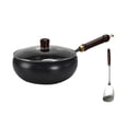 thumbnail image 1 of Sartén antiadherente para wok, utensilios de cocina, pala de gas, sartén para saltear, fondo plano para restaurante, hotel, cocina, hogar, camping cubierta de vidrio de 26 cm, 1 of 8