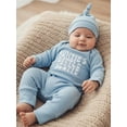 thumbnail image 5 of BemeyourBBs Newborn Auntie's Little Bestie Outfit Baby Boy Girl Fall Winter Spring Clothes Waffle Knit Romper Long Sleeve Letter Embroidery Jumpsuit with Hat Set, 5 of 9